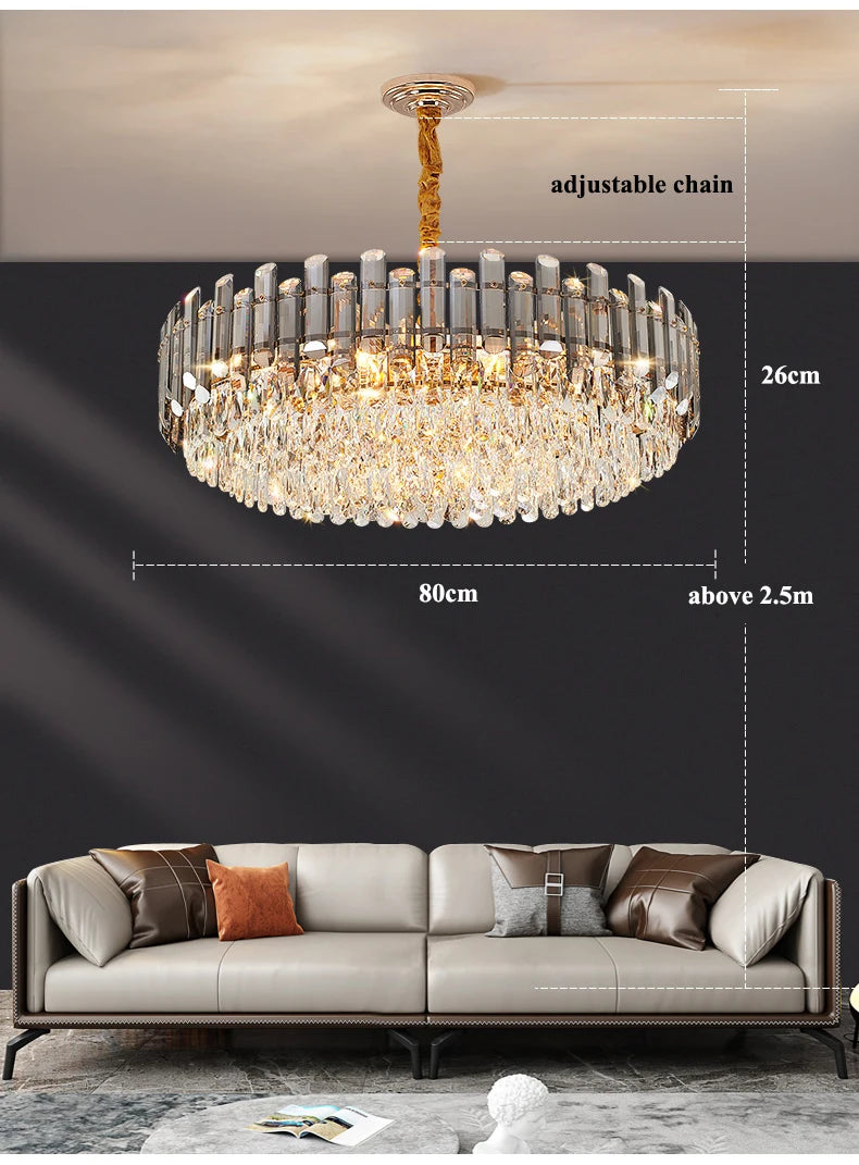 Lustres de plafond pour salon, grand éclairage en cristal doré de luxe, lampe suspendue pour salle à manger, chambre à coucher, îlot de lumière, plafond intérieur RBFIBRE