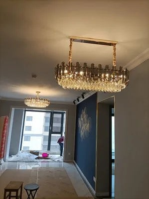 Lustres de plafond pour salon, grand éclairage en cristal doré de luxe, lampe suspendue pour salle à manger, chambre à coucher, îlot de lumière, plafond intérieur RBFIBRE