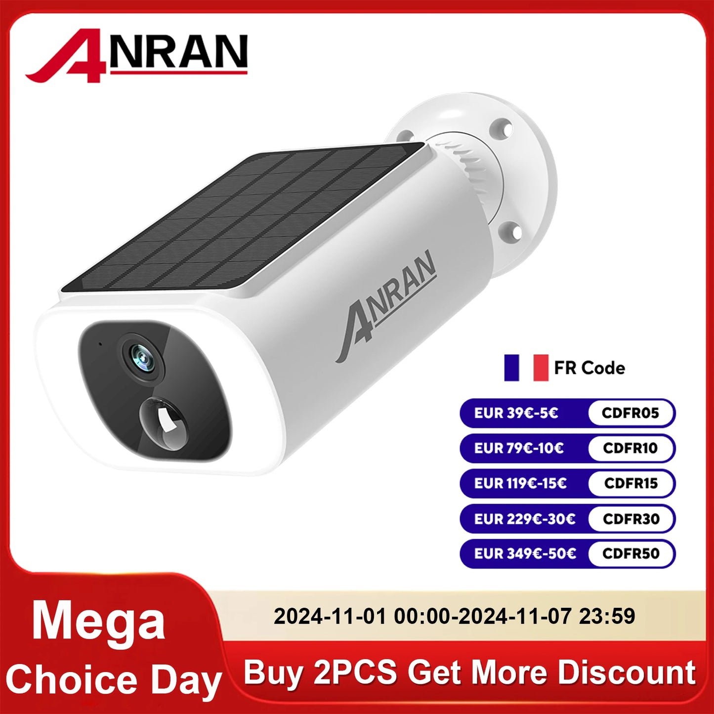 ANRAN 2K Solar Security Camera 3MP Outdoor Wireless 2.4G WIFI Camera Battery Camera Floodlight Color Night Vision Can't Add NVR - RBFIBRE