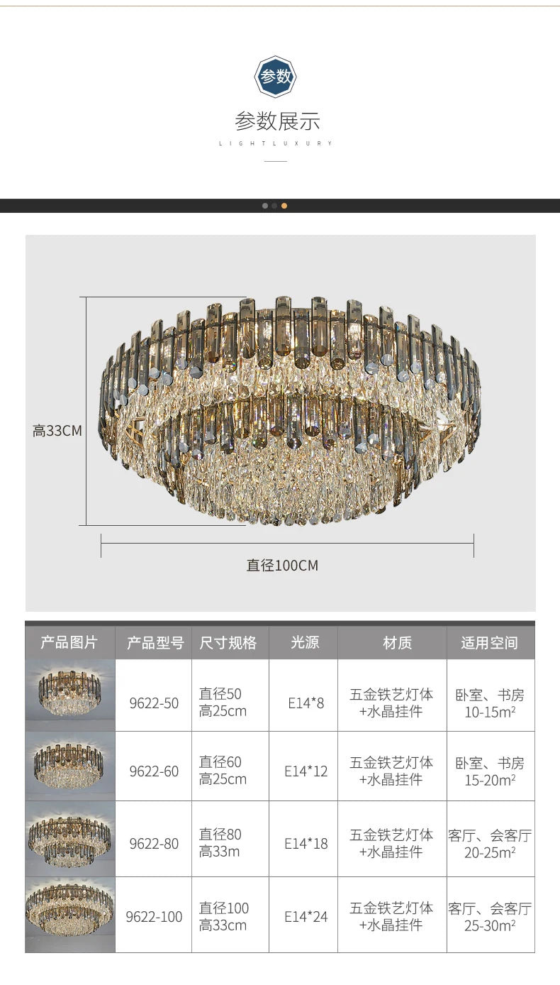 Lustres de plafond pour salon, grand éclairage en cristal doré de luxe, lampe suspendue pour salle à manger, chambre à coucher, îlot de lumière, plafond intérieur RBFIBRE