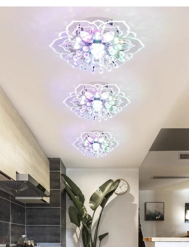 Plafonnier LED créatif en cristal à fleurs, lampe suspendue pour chambre à coucher, couloir, salon, cuisine, décoration RBFIBRE