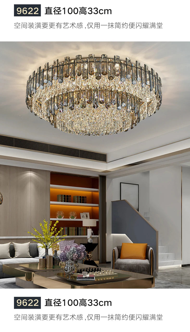 Lustres de plafond pour salon, grand éclairage en cristal doré de luxe, lampe suspendue pour salle à manger, chambre à coucher, îlot de lumière, plafond intérieur RBFIBRE