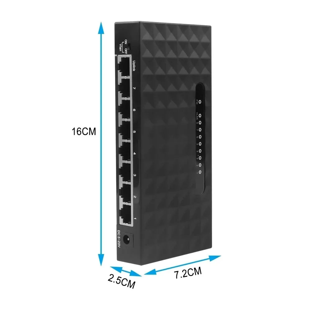 8 Port 1000Mbps Gigabit Network Switch Ethernet Smart Switcher High Performance RJ45 Hub Internet Splitter RBFIBRE