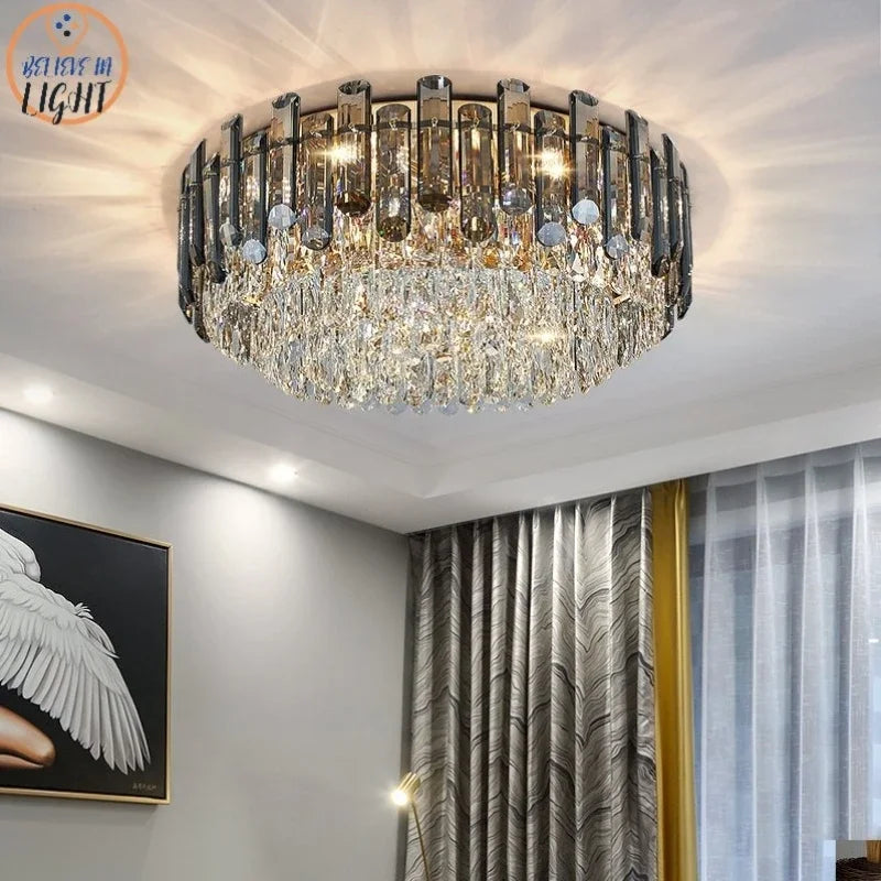 Lustres de plafond pour salon, grand éclairage en cristal doré de luxe, lampe suspendue pour salle à manger, chambre à coucher, îlot de lumière, plafond intérieur RBFIBRE