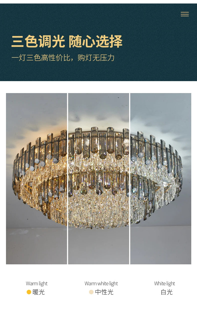 Lustres de plafond pour salon, grand éclairage en cristal doré de luxe, lampe suspendue pour salle à manger, chambre à coucher, îlot de lumière, plafond intérieur RBFIBRE