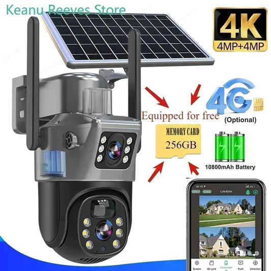 4K 8MP Sim Card Solar Camera Surveillance avec 256G RBFIBRE