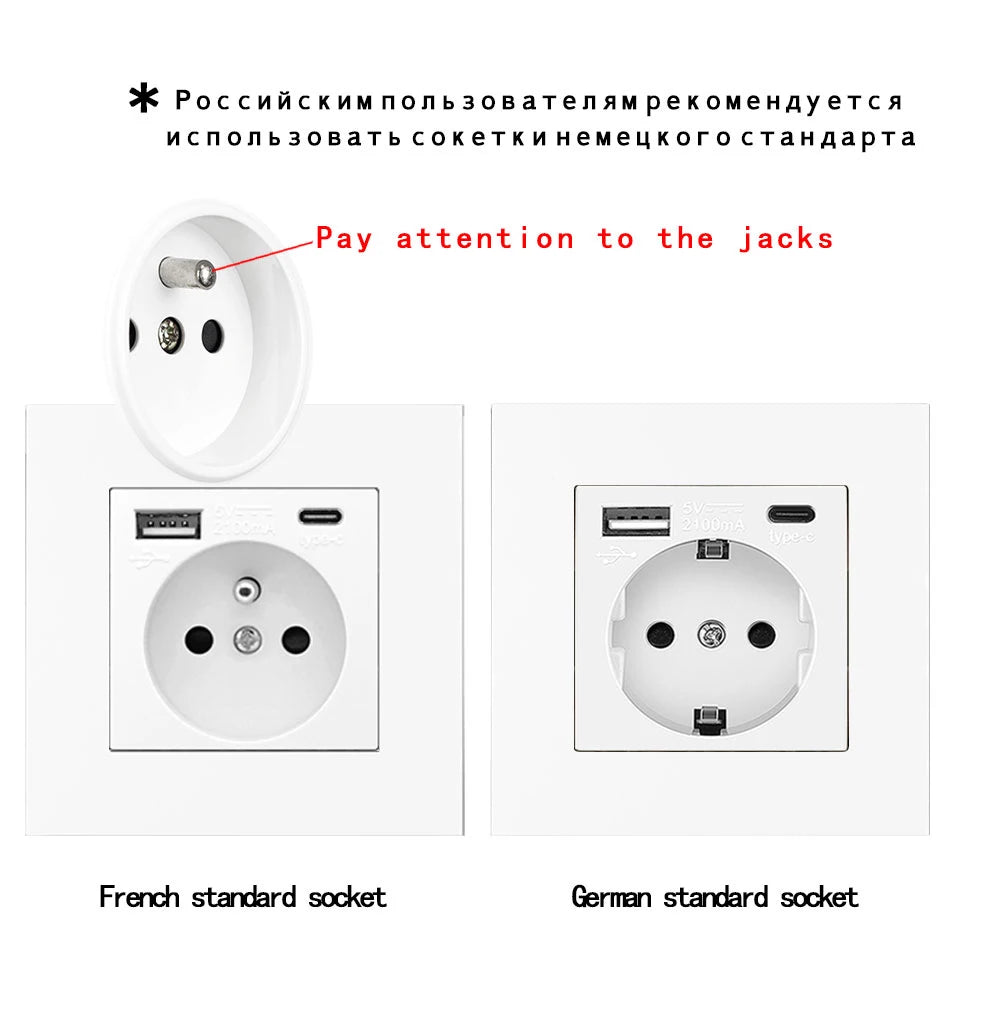 prise de courant ue avec chargement de Type C pour la maison, 5V, 2a, Port de charge Intelligent RBFIBRE