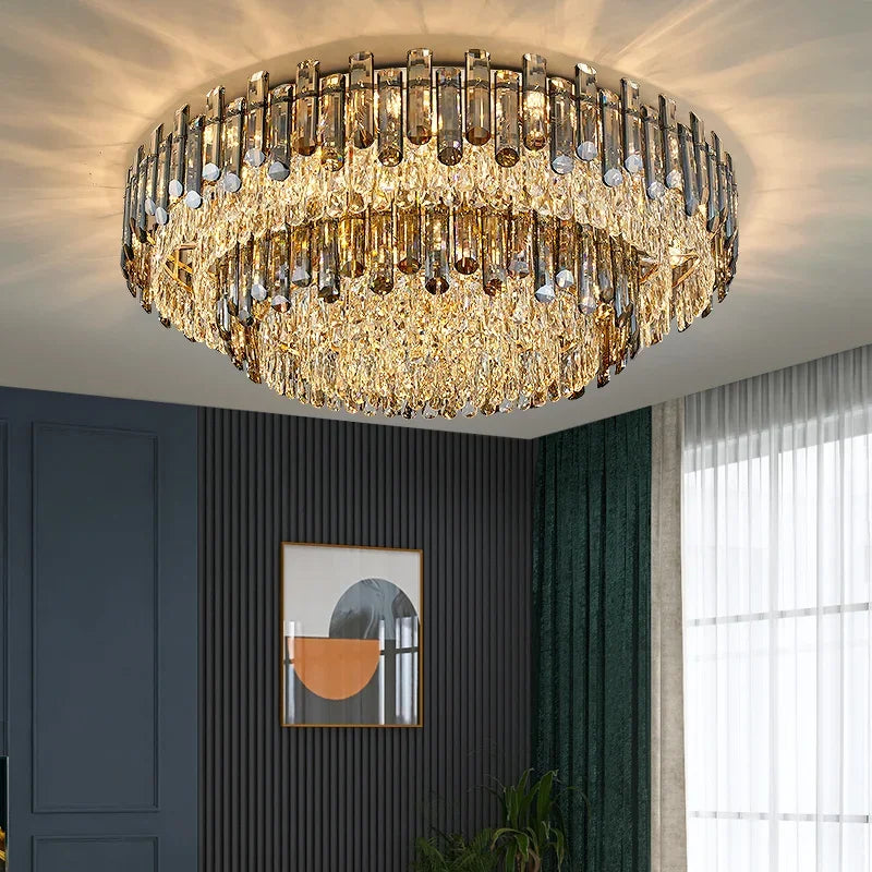 Lustres de plafond pour salon, grand éclairage en cristal doré de luxe, lampe suspendue pour salle à manger, chambre à coucher, îlot de lumière, plafond intérieur RBFIBRE