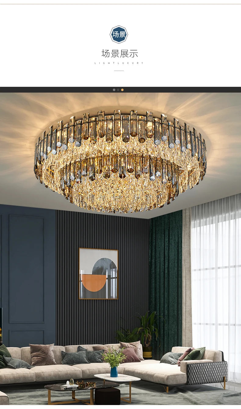 Lustres de plafond pour salon, grand éclairage en cristal doré de luxe, lampe suspendue pour salle à manger, chambre à coucher, îlot de lumière, plafond intérieur RBFIBRE