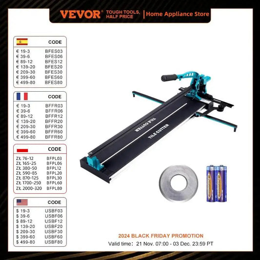 VEVOR 1200mm Manual Tile Cutter,Porcelain Ceramic Tile Cutter Tungsten Carbide Cutting Wheel,Infrared Positioning,Anti-Skid Feet RBFIBRE