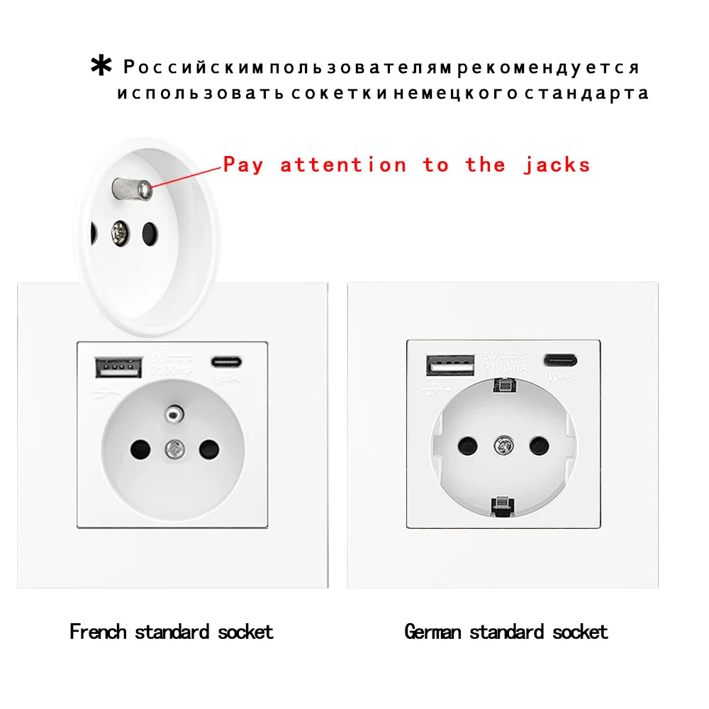 prise de courant ue avec chargement de Type C pour la maison, 5V, 2a, Port de charge Intelligent RBFIBRE